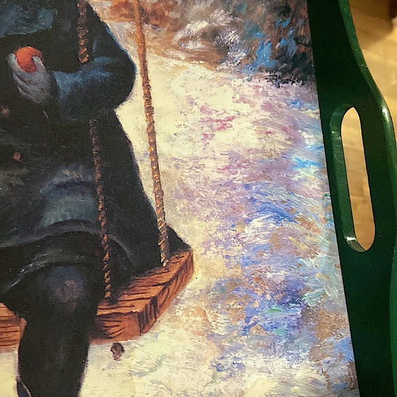 Vintage serving tray, 16 1/2 inches wide and 11 1/2 inches long greens border - Picture 3 of 6